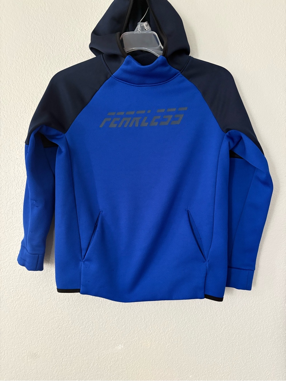 Kids Blue Old Navy 'Fearless' Hooded Pullover Sweatshirt Sz 10/12